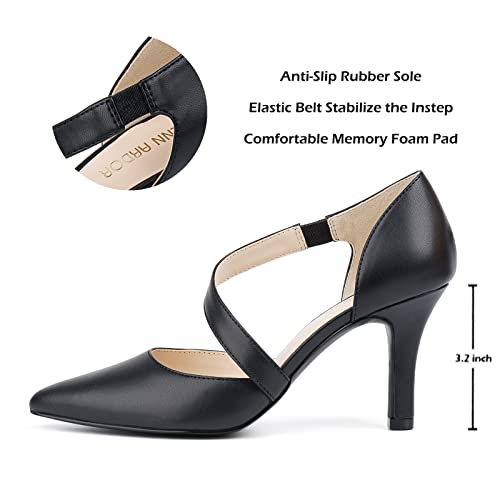 Jenn Ardor Women's Pointed High Heels Dress Pumps 3 Inch Close Toe Cocktail Party Dress Pumps (Black,8.5) #TOP2