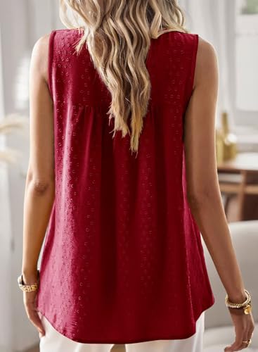 Image of Falechay Womens Summer Tops Boho Shirts Crewneck Sleeveless Tank Tops Flowy Lace Hem Casual Blouses Clothing Trendy 2026