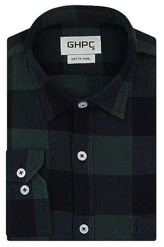 Image of GHPC Cottswool Winter Wear Woolen Big /Buffalo Checks Full Sleeves Regular Fit Formal Shirt for Men