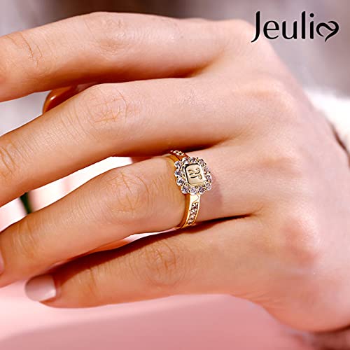Jeulia Diamond Personalized Custom Rings for Women cz Sterling Silver A Little Sparkle Monogram Ring Band Wedding Engagement Anniversary Promise Ring Bridal Sets3