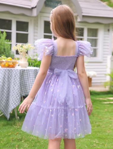IMEKIS Toddler Kids Girls Butterfly Dress Sparkle Tulle Ruffle Sleeve Wedding Formal Birthday Pageant Dresses 3-12T4