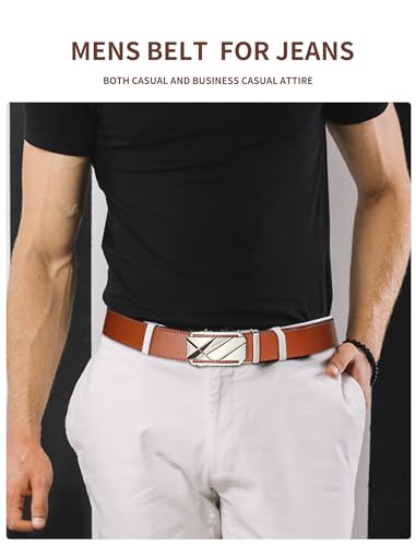 Click Adjustable Genuine Leather Ratchet Belt – Black or Brown, Plus Size, Trim-to-Fit3