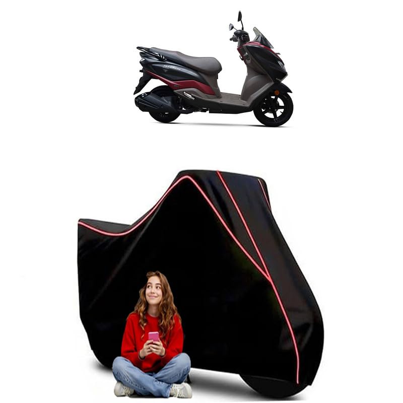 Image of Duet 110 Scooty Bike Cover Water Resistant Outdoor Use Universal Fit Scooters Motorcycles Heavy Duty UV Protection Dust Rain Scratch Resistant Elastic Bottom Black Blue Piping