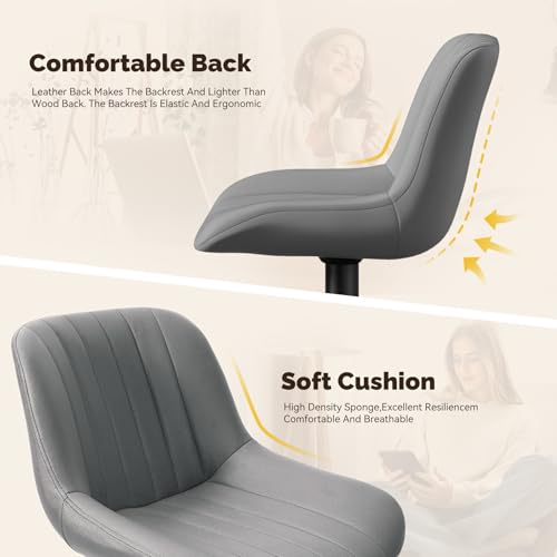 Image of Nalupatio Bar Stools Set of 4, Adjustable Modern Swivel Bar Stools with Backs, Counter Height Performance Fabric Island Chairs for Home Kitchen, Dark Grey