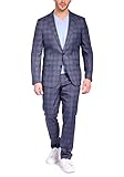 Craft & Soul Men's Slim Fit 2 Piece Jacket Pants Fancy Windowpane Plaid Pattern Suit