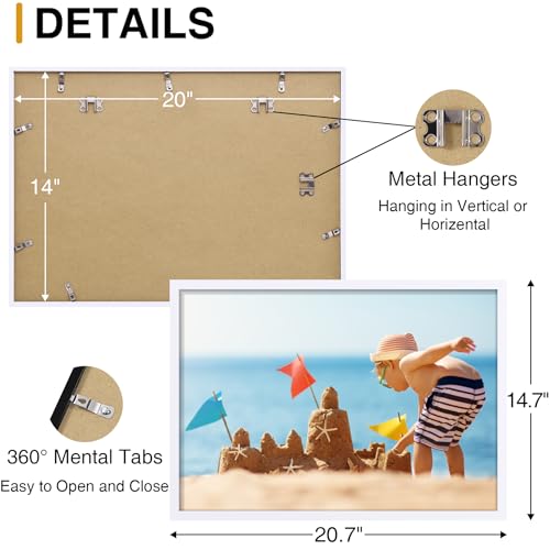 decorUhome 14x20 Picture Frames Collage Wall Decor, Display 9Pcs 4x6 Photos with Mat or 1Pcs 14x20 Unmatted, 9 4x6 Collage Picture Frames for Wall Mounting, White