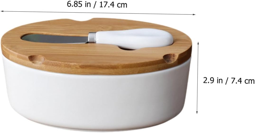 Ceramic Butter Dish with Cutter and Airtight Lid, Square Nordic Style Butter Box Set for Home Kitchen Storage and Serving