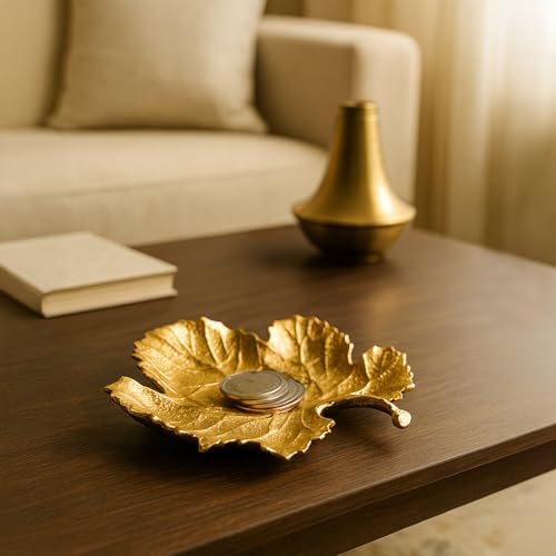 Image of MARKET 99 Embossed Golden Platter for Home Decor | Glossy Aluminium Decorative Tray for Dining & Center Table | Elegant Dish for Diwali Decor, Festive Styling & Designer Display