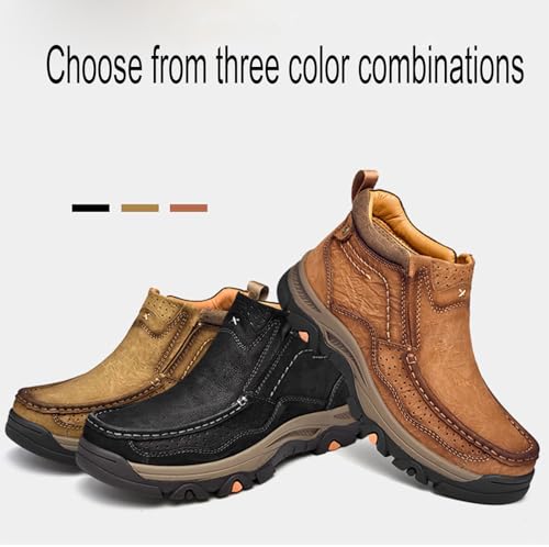 Men's Retro Leather Outdoor Loafers Classic Hand Sewn Anti Slip Hiking Shoes Comfortable and Breathable Driving Business Shoes2