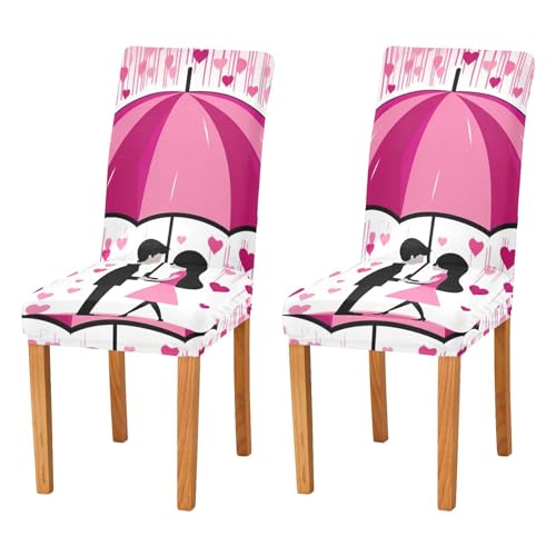 JUMBEAR Coppie coprisedie per San Valentino, per sala da pranzo, 4 pezzi, elasticizzato, rimovibile, lavabile, coprisedia decorativo