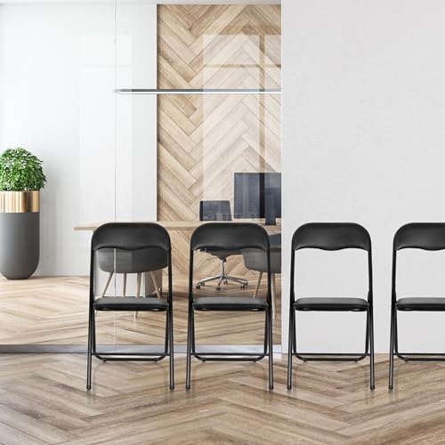 hjh OFFICE Klappstuhl gepolstert TUDELA Basic Besucherstuhl Faltstuhl klappbar, bis 120kg belastbar, Schwarz