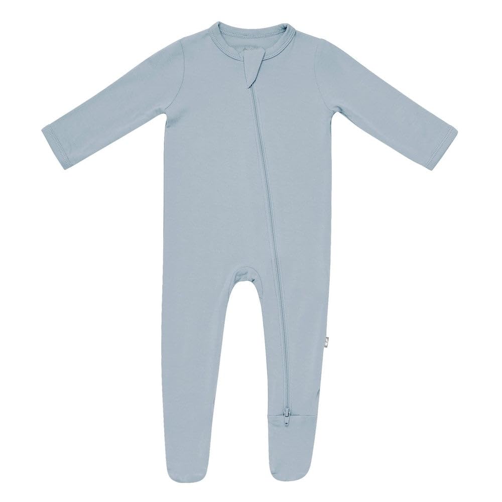 KYTE BABY Unisex Zipper Closure Footies, Rayon Made From Bamboo (3-6 Months, Fog)