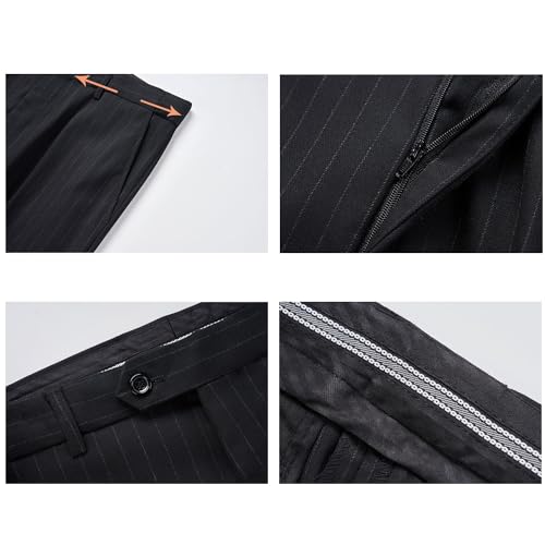 UNINUKOO Mens 3 Piece Suits Pinstripe Slim Fit Peak Lapel Formal Dinner Casual Wedding Tuxedo3