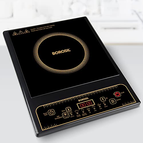 Image of Borosil Smartkook Electric Induction Stove, Glass Surface, Energy Saving, Flame-free Cooking,Black, 1400W