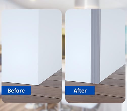 Image of Wall Corner Protector, Inside & Outside Self Adhesive Wall Corner Guard&Edge Protector, Flexible Vinyl Corner Moulding Trim Caulk Strip, Peel and Stick Trim for Ceiling, Countertop, Grey, 2.4inx10ft