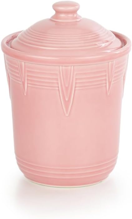 Fiesta Small Chevron 1 Qt. Canister – Durable Ceramic, Lead-Free, Dishwasher/Microwave/Oven Safe – Made in USA Dinnerware - Scarlet