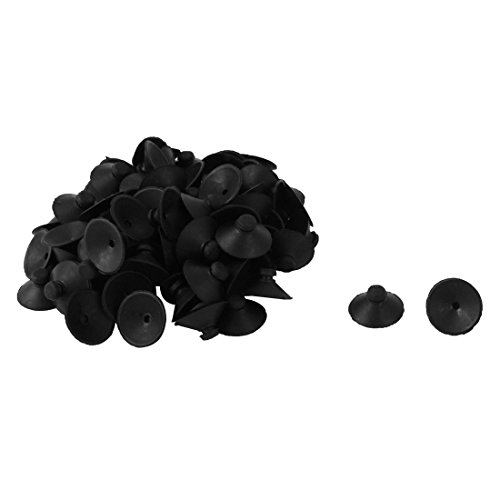 uxcell Aquarium Fish Tank Rubber Suction Cup Clip Sucker Black 20mm Diameter 100Pcs