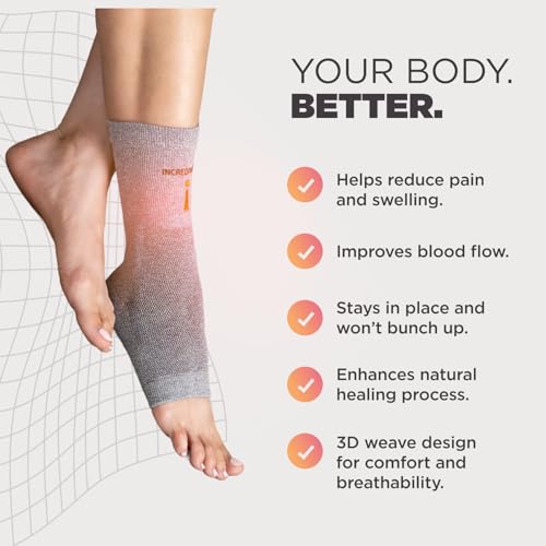 Image of Incrediwear Ankle Sleeve - Infrared Ankle Brace for Women and Men to Support Pain Relief, Swelling, Plantar Fasciitis, Sprains, Achilles, Arthritis (Grey, Small /Medium)