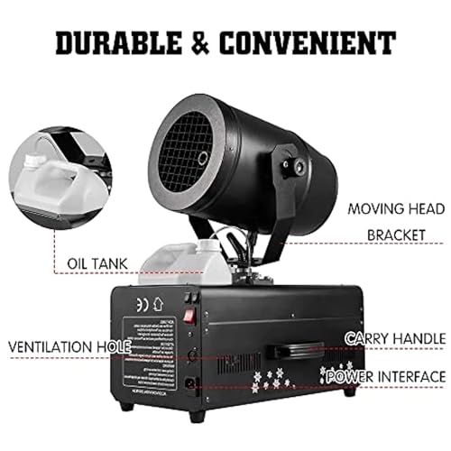 Máquina profesional de nieve TsoLay, máquina generadora de nieve para interiores y exteriores de 2000 W, con cabezal móvil de 90° y control remoto, alcance de rociado de 6 a 8 metros, para bodas, fiestas y eventos miniatura 6