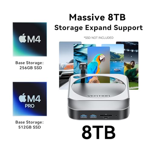 VENTION Mac mini M4 Dock用 10イン1アルミスタンド NVMe SSDエンクロージャ付きM4/M4 Pro用 の商品画像 2