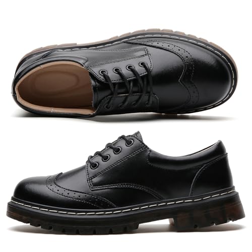 Fovsmo 195 Oxford Shoes Women Slip Resistant Dress Shoes Wingtip Perforated Lace Up Low Heel Casual Work Office Dressy Business Shoes Black Us 6 thumb #2