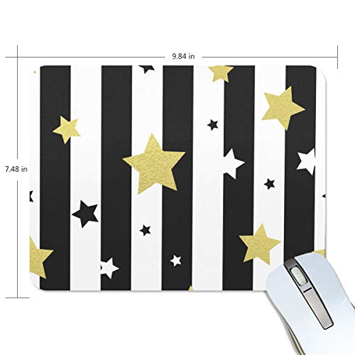 Preisvergleich Produktbild Malpela Mauspad, schwarz-weiß-goldene Sterne, nahtlos, Premium-Texturiertes Mauspad, rutschfeste Gummiunterseite, für Laptop, Computer und PC