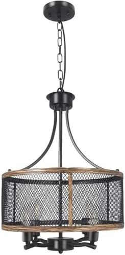 Lustre à tambour 4 lumières pour illuminer votre salle à manger style ferme