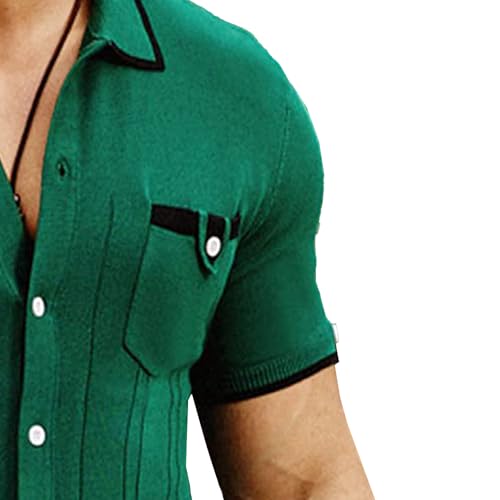 Camisa de playa para hombre transpirable a rayas de manga corta retro 5