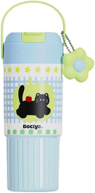 ZZT Cute Animal 23 oz Insulated Tumbler with Straw and Lid, Stainless Steel School Travel Working With Dust Cap,Great Gifts for Women & Girls (Blue)