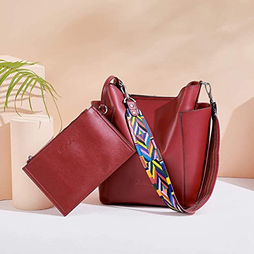 Bostanten Leather Bucket Handbag Designer Hobo Shoulder Handbags Set With Clutch Purses Bundle With Women Leather Wallet Rfid Blocking Small Bifold Wallet #TOP4