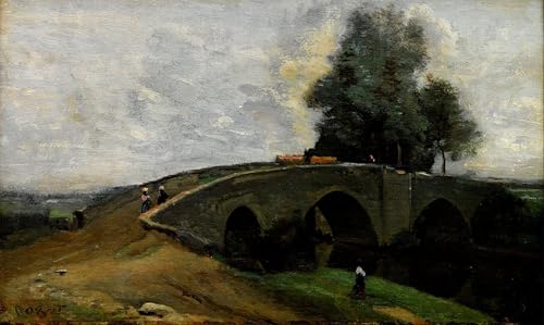 Art mural en toile Le Pont Vieux Corot 60x90cm pour remplacer les murs blancs et vides