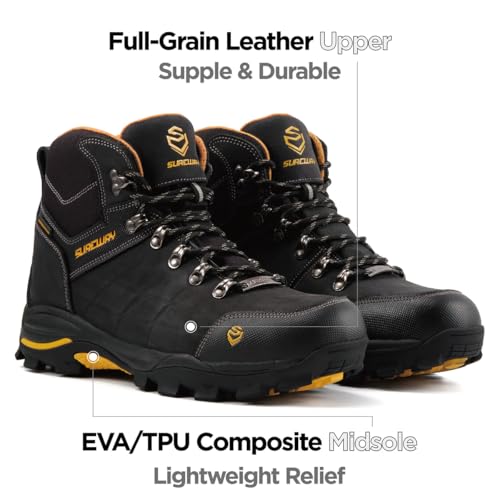 Image of SUREWAY Men's Waterproof Steel /Soft Toe 6 inch Work Boot, Slip Resistant Leather Ankle Safety Boot for Construction,Roofing & Hunting,Comfort & Durability