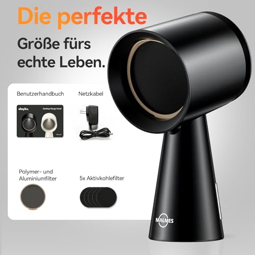 MALMES Mini Dunstabzugshaube,Tragbare Abzugshaube mit 3 Geschwindigkeiten,Mobile Dunstabzugshaube mit Austauschbarem Filter für BBQ,Kochen,Hot Pot,Camping,Wohnmobil,Küche,Wohnung, Schwarz
