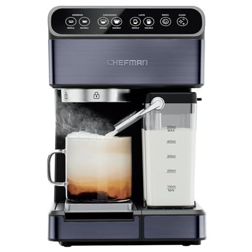 Chefman 6-in-1 Espresso Machine with Steamer, Automatic One-Touch Coffee Maker, Single or Double Shot Cappuccino Machine, Latte Maker, Espresso Maker with Milk Frother, Black