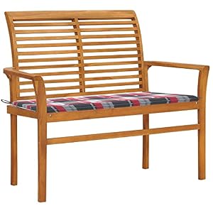 KTHLBRH KTHLBRH Gartenbank Rote Terrassensitze,Geeignet für Verandadekoration, Außenbereich, Garten, Terrasse, Veranda, Pool, Balkon,Karomuster-Auflage 112 cm Massivholz Teak KTHLBRH KTHLBRH Gartenbank Rote Terrassensitze,Geeignet für Verandadekoration, Außenbereich, Garten, Terrasse, Veranda, Pool, Balkon,Karomuster-Auflage 112 cm Massivholz Teak