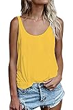 Women Shirts Sleeveless Summer Tunic Loose Fit Tank Tops (L, Yellow)