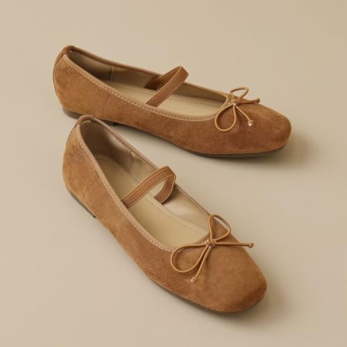 LUXINYU Women Bowknot Flats Comfortable Square Toe Light Weight Elastic Strap Ballet Flats Casual Dress Office Shoes2