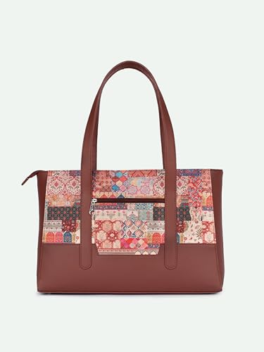Image of ZOUK Handcrafted Vegan Leather Travel Tote Bag for Women with Multiple Compartments | Spacious Water-Resistant Shoulder Bag for Travel, Vacation, Day Trips |