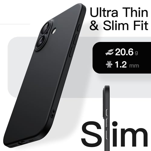 Image of JETech Slim Case for iPhone 17 6.3-Inch, Ultra-Thin Lightweight Minimalist Phone Cover with Camera Lens Protection, Matte Anti-Fingerprint Finish (Black)