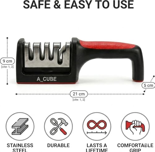 Image of Magnificent Manual Knife Sharpener Tool with 4 Stage Sharpening System | If The Box Does not Matches as in Main Image Please Return the Item, Beacuse its Fake, its D&M FunVerse Printed on All Boxes