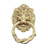 Renovators Supply Manufacturing Door Knockers for Front Door 6 1/4 in. Solid Brass Lion Head Door Knocker with Mounting Hardware