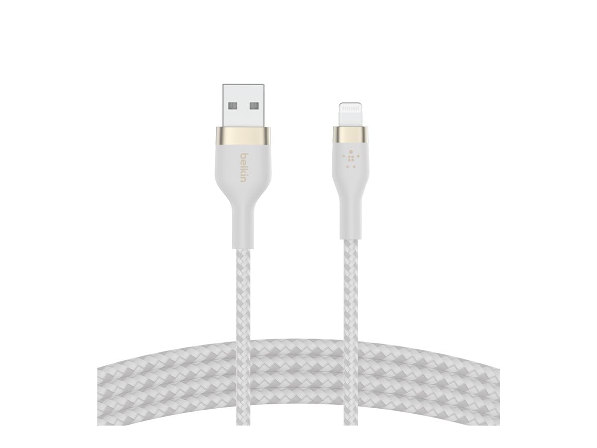 Belkin BoostCharge Pro Flex Örgülü USB Tip A - Yıldırım Kablosu (1M/3,3FT), MFi Sertifikalı Şarj Kablosu - Beyaz