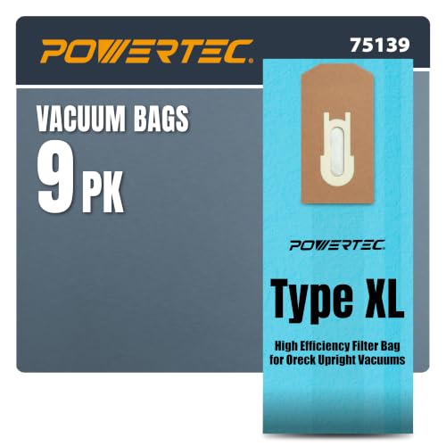 Image of POWERTEC AK11109 Vacuum Bags 9 Pack for Oreck XL Models Upright Vacuum Cleaners Without Bag Docks, Including XL2000, XL8000, XL9000 and Commercial PK80009 (75139)