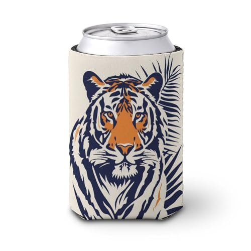 Funda enfriadora de latas de cerveza, diseño de tigre asiático en la selva, enfriador de cerveza, soporte de bebidas aislado suave para fiestas, playa, eventos, hogar