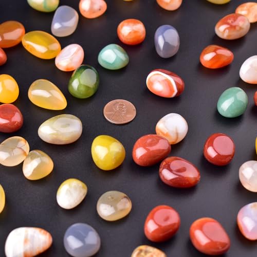 Image of Colorful Agate Healing Crystal Stone Set - 24 Pieces, 0.6 inch Natural & Polished Stones for Healing, Meditation, Reiki, Chakra, Crafting & Decoration