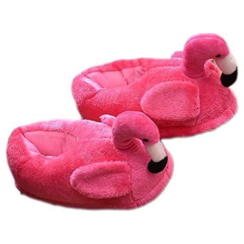 eBoutik - 3D Novelty Plush Indoor's Soft Slippers - Great for Anniversaries , Christmas and Birthdays - Great For Funny Joke Gifts -- Flamingo - With Back UK 5 Cover