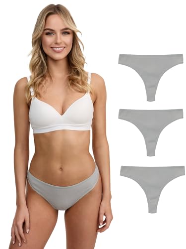 Tazzio Damen String (3er-Pack) Tanga, RIPP-Struktur, Etikettfrei F933