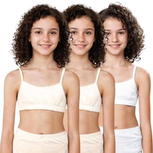 Image of ADIRA | Beginners Bra for Girls 13-14 Years | Flat Padding for Nipple Coverage | Comfortable Strecthy Cotton | Comfy-Breathable Beginners Bra & Super Soft Material | Pack of 3