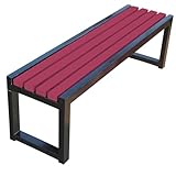 Banco de jardín de madera resistente a la intemperie, 2 plazas, sin respaldo, muebles de patio al aire libre, ligero y fácil de mantener, disponible en rojo oscuro y negro, tamaños 100/120/150/180 cm