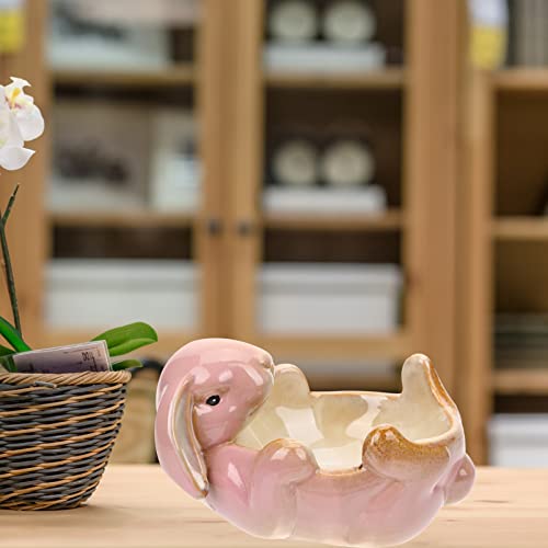 Amosfun Bunny Ceramic Bowls Easter Bunny Shaped Serving Bowl For Candy Nut Snack Home Desktop Storage Bowl For Easter #TOP5